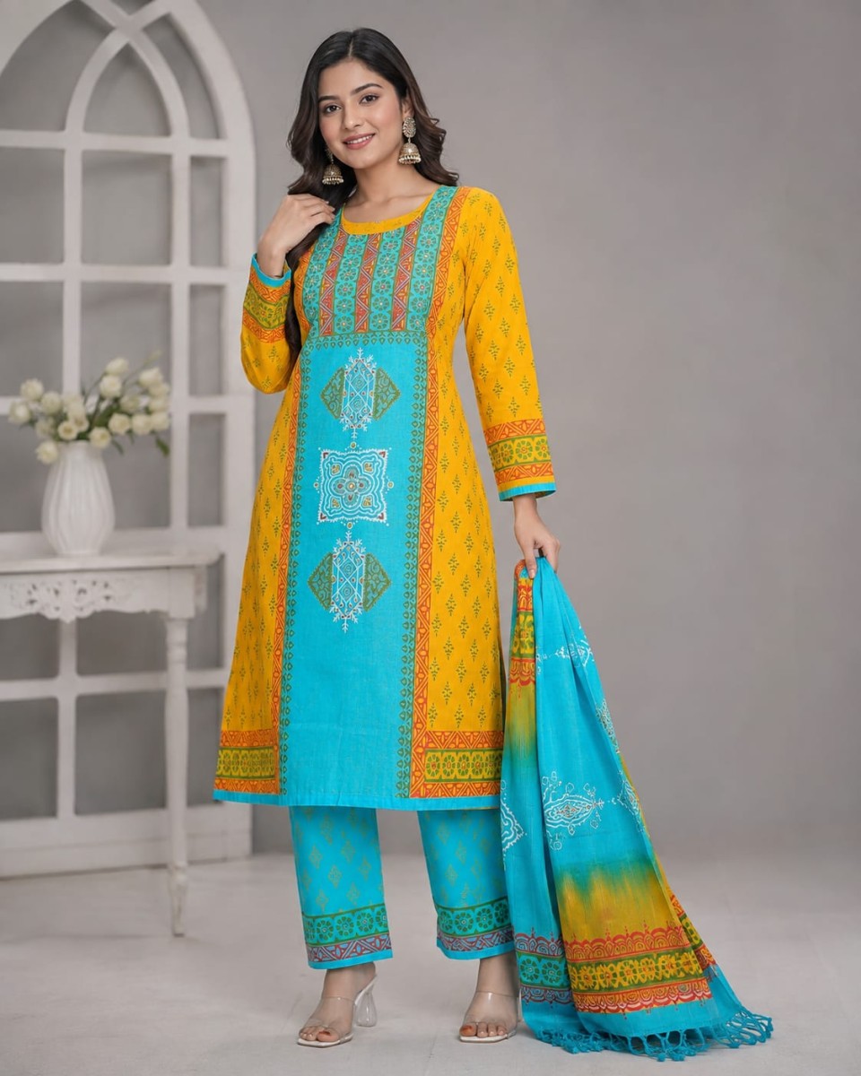 Block Print 3-Piece Suit Set